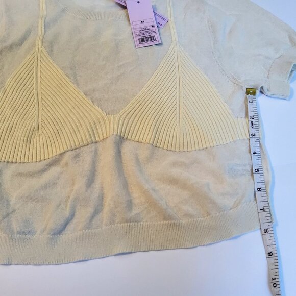 Wild Fable Off-White Ribbed Knit Bra Design Short Sleeve Sweater   Size  M - Picture 6 of 8